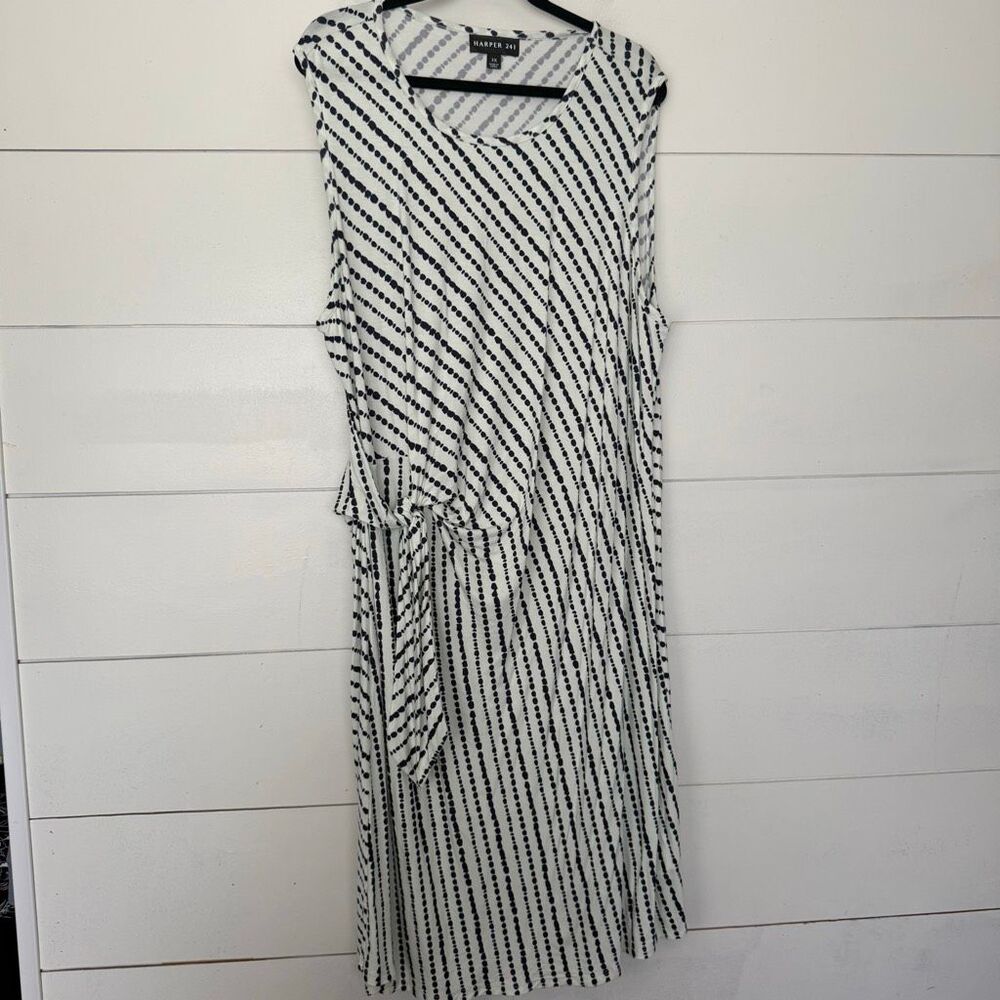 Harper 241 Women’s 3X White Patterned Stretchy Dress Plus Size